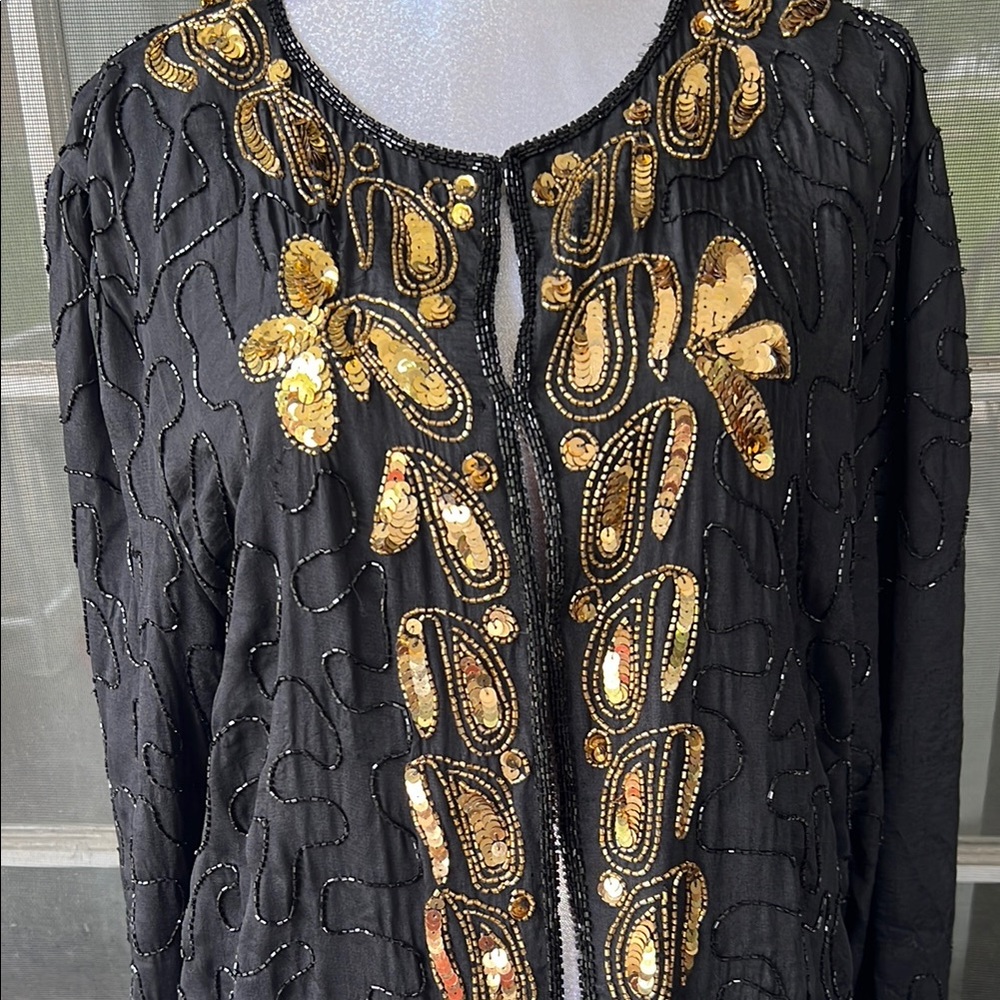 VTG Beaded Silk Jacket L/XL